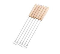 Generic Forchette per Fonduta in Acciaio Inossidabile Resistenti Al Calore per Formaggio Al Cioccolato, Set di 6 Bastoncini Smore con Manico in Legno per Campeggio da Picnic