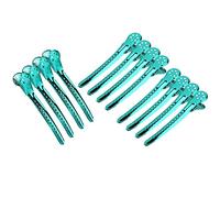 Generic Forcine per Capelli Sezionatrici Clamp/Holder per Acconciature in Acciaio Antiruggine per Colorazione e Taglio Barbiere 12 Pezzi (GREEN)