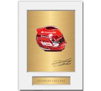 Generic Foto autografata del casco Charles Leclerc 2024, formato A4, per fan di F1 Racing