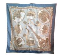 Généric Foulard Paris Tour Eiffel e altri monumenti di Parigi, forma quadrata, misura media, 85 x 85 cm, colore celeste