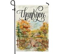 generic Fun Fall Biciclette Anteriore Cortile Cortile Verticale Giardino Bandiere 12x18 Double Face per Esterno, Autunno Cartoon Piccole Bandiere di Lino Casa, Farm Home Portico Prato Bandiere