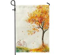 generic Fun Fall Biciclette Front Yard Backyard Verticale Giardino Bandiere 12x18 Double Face per Esterno, Albero d'Acero Autunno Piccole Bandiere di Lino Casa, Scena Home Portico Prato Bandiere