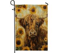 generic Fun Fall Highland Cow, bandiere verticali da giardino, 30,5 x 45,7 cm, double face, per esterni, zucche autunnali, piccole bandiere per casa, portico per bestiame