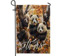 generic Fun Fall Panda bandiere da giardino 30,5 x 45,7 cm su entrambi i lati per decorazione esterna, bandiera autunnale della foresta dei cartoni animati, bandiera della casa in tela con animali