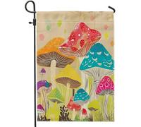 Generic fungo bandiera da giardino rustico bohémien botanico astratto a pois trippy colorato lino decorazione per feste portico decorazioni prato patio esterno per campeggio casa recinzione bandiera