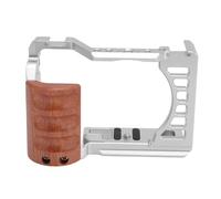 Generic Gabbia per Fotocamera in Lega di Alluminio con Manico in Legno Accesso Completo Alle Funzioni della Fotocamera per ZV E1, per Operatori Video (SILVER)