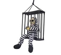 Generic Gabbia per Teschio di Halloween Prigioniero Spaventoso Spettrale Prop per la Decorazione Esterna della Casa Stregata Alimentato a Batteria 1 unità (Fantasma incappucciato)