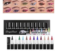 Generic Gel Eye Liner Waterproof, Long Wear Gel Eye Liners, Waterproof Smudge Proof Liners, Natural Cream Eye Liner, Gel Eyeliner for Liner and Eyeshadow, Long Lasting Gel Eyeliner 3 g*12 pezzi