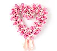 Generic Ghirlanda Primaverile a Forma di Cuore Artificiale con Petali Realistici per la Decorazione Murale del Festival 43x43 Cm (PINK)