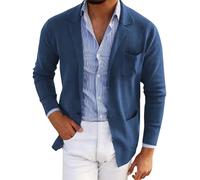 Generic Giacca a Maglia Uomo Maglione con Scollo a V Cardigan Giubbotto Invernale Giacca Invernale Classica Calda Giacca in Maglia Morbida con Bottoni e Tasche per Uomo Uomo Giubbotto Sportivo, Blu, S
