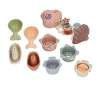 Generic Giocattoli da Bagno per Bambini, Tazze Colorate Impilabili e Navicelle per il Divertimento del Bagnetto, Include Ventose, Struttura in Plastica