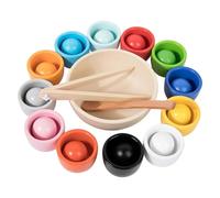 Generic Giocattoli Palline Nei Bicchieri Giocattoli per Lo Sviluppo Giocattoli Arcobaleno Regali Giocattoli per Contare Gioco di Abbiname, 12 colori, Taglia unica
