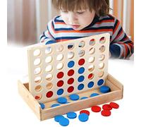 Generic Gioco da Tavolo da Viaggio in Legno Pieghevole Durevole 4 di Giocattolo di Sviluppo Intelligente per la Famiglia, Gioco da Scacchiera in Legno di Gomma (carta)