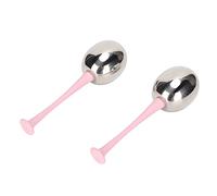 Generic Globi di Ghiaccio per il Viso Le Sfere per Massaggio in Acciaio Inossidabile Raffreddano il Gonfiore per la Cura della Pelle del Viso, 2 Pezzi per Uso Domestico (manico rosa) (manico rosa)