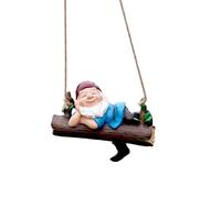 Generic Gnomo Nano Appeso Su Altalena Statua Da Giardino Regalo Scultura in Resina Gnomo Amaca per Aiuola, Albero, Vaso di Fiori, Portico