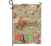 generic Grassland Fall Lodge bandiere da giardino 30,5 x 45,7 cm su entrambi i lati per decorazione esterna, bandiera autunnale retrò in tela per casa, piccola bandiera per giardino e prato bosco