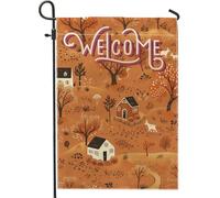 generic Grassland Fall Lodge Front Yard Backyard Bandiere verticali da giardino 30,5 x 45,7 cm su entrambi i lati per esterni, bandiere autunnali retrò piccole per la casa in lino, bandiere per il