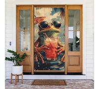 Generic Graziosa copertura per porta di benvenuto con stampa a rana, 185 x 90 cm, decorazione stagionale per porta d'ingresso, portico