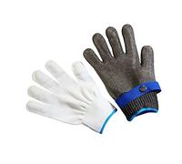 Generic Guanti per la protezione del lavoro, guanti in filo in acciaio inossidabile regolabili con fibbia anti-taglio, guanti da lavoro in 2 pezzi adatti per cucina, negozio di carne, (grigio)