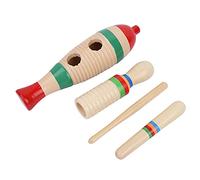 Generic Guiro di Pesce e Strumenti a Percussione con Tubo Sonoro in Legno per Bambini, Legno Sano e Sicuro, 2 Set