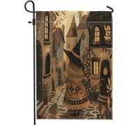 generic Halloween Little Witch Front Yard Backyard Verticale Giardino Bandiere 12x18 Double Face per Esterno, Strana Magia Strega Piccole Bandiere di Lino Casa, Cartoon Anime Home Portico Prato