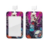 Generic Hiphop - Porta badge scorrevole con stampa a forma di gatto, ideale come regalo per lavoro o ufficio