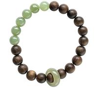 Generic Hotan - Braccialetto con perline in legno di ebano e giada, realizzato a mano, design unico, gioiello in legno sommerso traslucido, per uomini e donne