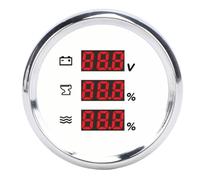 Generic Indicatore di Livello Dell'acqua delle Acque Reflue Impermeabile Digitale da 52 Mm Connessione Affidabile Retroilluminazione Rossa per Veicoli Marini (Quadrante Bianco Lunetta Argento)