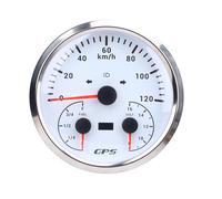 Generic Indicatore di velocità per Barche, Tachimetro GPS Marino Retroilluminato Rosso 110 Mm per, Yacht, Camion (Quadrante bianco lunetta argentata CXA090)