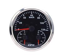 Generic Indicatore di velocità per Barche, Tachimetro GPS Marino Retroilluminato Rosso 110 Mm per, Yacht, Camion (Quadrante nero lunetta argentata CXA089)