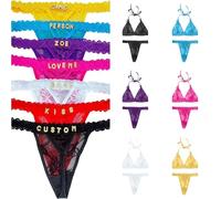 Generic - Intimo donna: perizoma personalizzato con nome - Set coordinato perizoma e reggiseno, biancheria intima personalizzata per lei, regalo