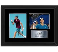 Generic Jannik Sinner Tennis Player A4 autografato da esposizione con cornice poster per soggiorno sportivo/tennis Wall Art
