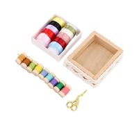 Generic Kit di Accessori da Cucito per Casa delle Bambole Fili e Forbici in Legno di Alta qualità per gli Amanti Dell'artigianato e i Collezionisti di Miniature