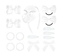 Generic Kit di Accessori per Fiocchi per Capelli da Indossare Tutti i Giorni, Set Versatile da 30 Pezzi con Fermagli per Capelli e Fasce per, Tessuto Bianco e (#1)