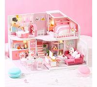 Generic Kit di Assemblaggio per Casa delle Bambole con Luci LED e Musica per Bambini Dai 14 Anni in su, Ispira il Pensiero Aperto e la Coordinazione Occhio-mano, Materiale in Legno Composito