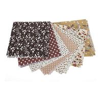 Generic Kit di Copertura per il Viso con Toppe Floreali Fai-da-te Corda Elastica Antipolvere per Lavori di Cucito 25x25 Cm per Borse, Vestiti per Bambini, Portafogli Marrone 7 Pezzi