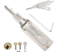 Generic Kit di decodifica per chiavi master in acciaio inox, strumento 2 in 1, per aprire facilmente le porte, varie forme, SS001-SS002 (argento)