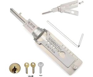 Generic Kit di decodifica per chiavi master in acciaio inox, strumento 2 in 1, per aprire facilmente le porte, varie forme, SS001-SS002 (argento)