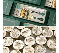 Generic Kit di Guarnizione del Francobollo di Cera, Timbro di Tenuta in Cera con più Scelte e un Set Completo di Strumenti Squisiti per le Decorazioni di Lettere (Stile 3)