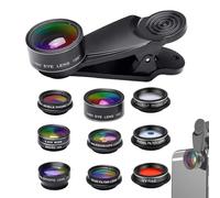 Generic Kit di obiettivi per fotocamera per cellulare, kit di lenti a clip con grandangolo 0,63X/0,36X, obiettivo fisheye 198°, macro 20X e 15X, teleobiettivo, obiettivo con clip per telefono