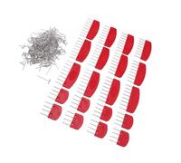 Generic Kit di Spilli per Ferma Maglia Strumento Pratico per Progetti di Ricamo con 200 Spilli a T e Scatola Portaoggetti Rosso 12 Grandi 8 Piccoli