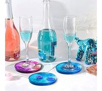 Generic Kit di Stampi per Sottobicchieri Rotondi a Rilascio Facile Stampo in Resina per Sottobicchieri in Silicone Morbido, 5 Pezzi per L'espressione Artistica