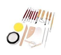 Generic Kit di Strumenti per Ceramica da 19 Pezzi Durevole per Scultura e Intaglio della Ceramica con Manici in Legno Acciaio Inossidabile per Principianti e Professionisti