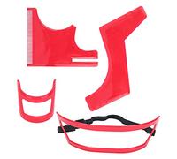 Generic Kit di Utensili Taglio per lo Styling della Barba Set Modellatore per Barba in Plastica di Alta qualità per Perfetta dei Capelli, Pizzetto e Toelettatura della Scollatura Rosso 4 Pezzi