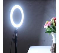 Generic Kit Luce Circolare a LED Dimmerabile da 10 Pollici con Treppiede per Trucco, Selfie, Trasmissione Dal Vivo - Set Lampada Video USB per Fotocamera - Luce di Riempimento Circolare di Alta