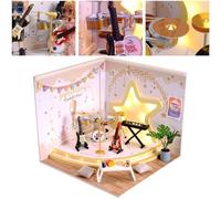 Generic Kit per Case delle Bambole in Miniatura Fai-da-te Modello Giocattolo in Legno, Regalo di Assemblaggio da Collezione Dal Design Unico per Adulti, Dimensioni 5,3 X 5,3 X,9 Pollici