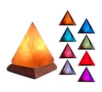 generic Lampada di sale in cristallo himalayano, lampada di sale dell'Himalaya, lampada di sale dell'Himalaya, USB RGB, 7 colori che cambiano, intagliata a mano con base in legno, piramide, cristallo