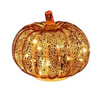 Generic Lampada LED in vetro soffiato a forma di zucca di Halloween, multicolore, 16,5 x 14,9 cm
