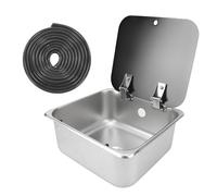 Generic Lavello da Cucina per in Acciaio Inossidabile 304 con Coperchio in Vetro per Camion di Cibo per, capacità 15 Litri, 350 X 320 X 150 Mm