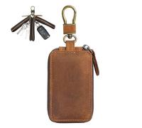 Generic Leder-Schlüsselanhänger, Schlüsselanhänger-Halter, Retro-Leder-Schlüsseletui für Autoschlüssel, Kleine Schlüsseltasche mit Doppelreißverschluss für Autoschlüssel, Kartenetui